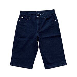 Dg2 By Diane Gilman Womens Dark Blue Denim Bermuda Shorts Size 10 Cotton Blend